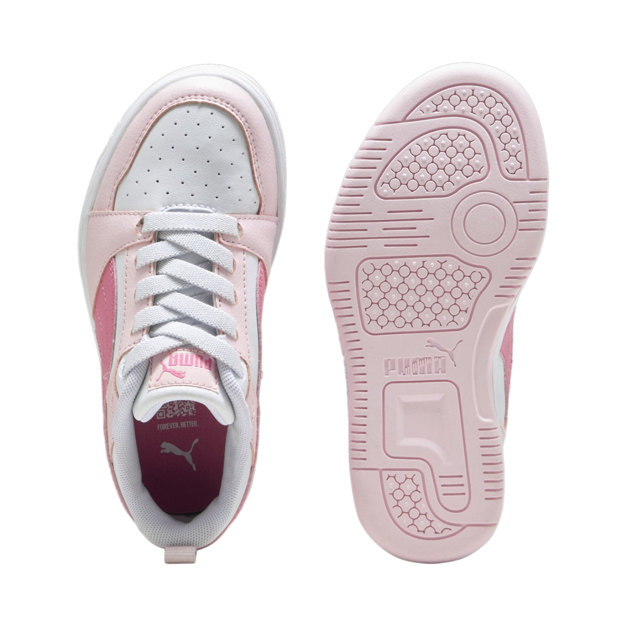 Puma Girls' Rebound V6 Sneakers 396742-08 White-Pink