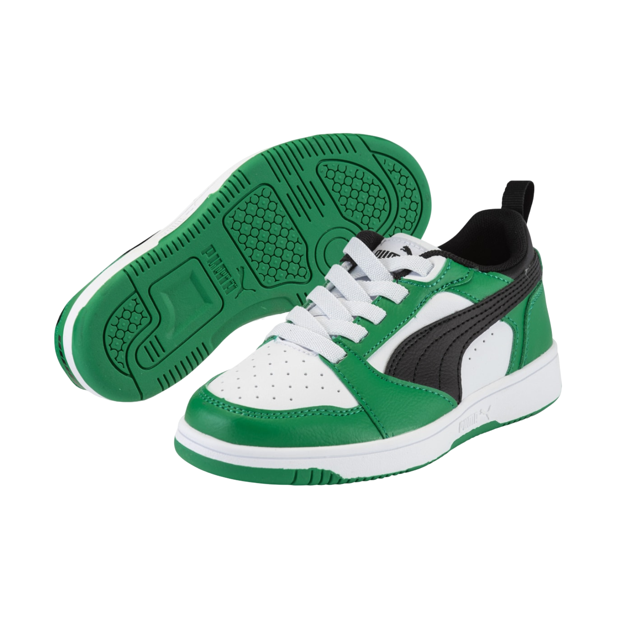 Puma Boys' Rebound V6 Sneakers 396742-05 White-Black-Green
