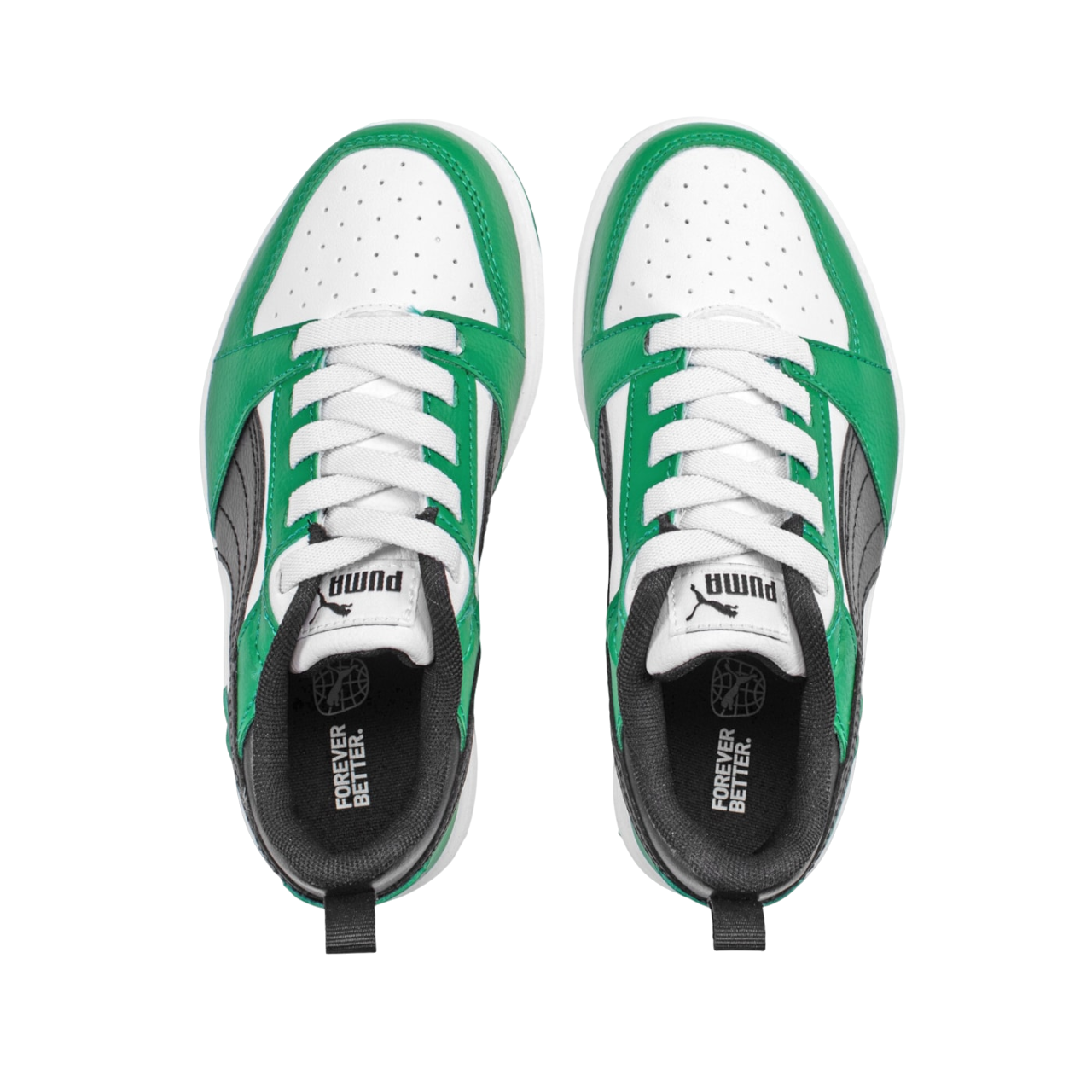 Puma Boys' Rebound V6 Sneakers 396742-05 White-Black-Green