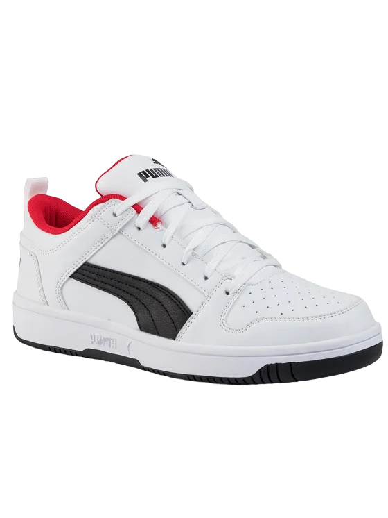 Puma Men's Rebound Lay Up Lo Sneakers 369866 01 White Black Red