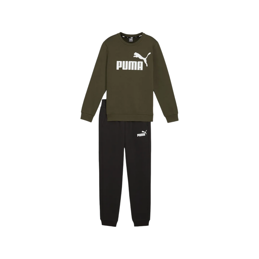 Puma boy's tracksuit with crewneck sweatshirt and elasticated trousers Logo 670884-71 olive