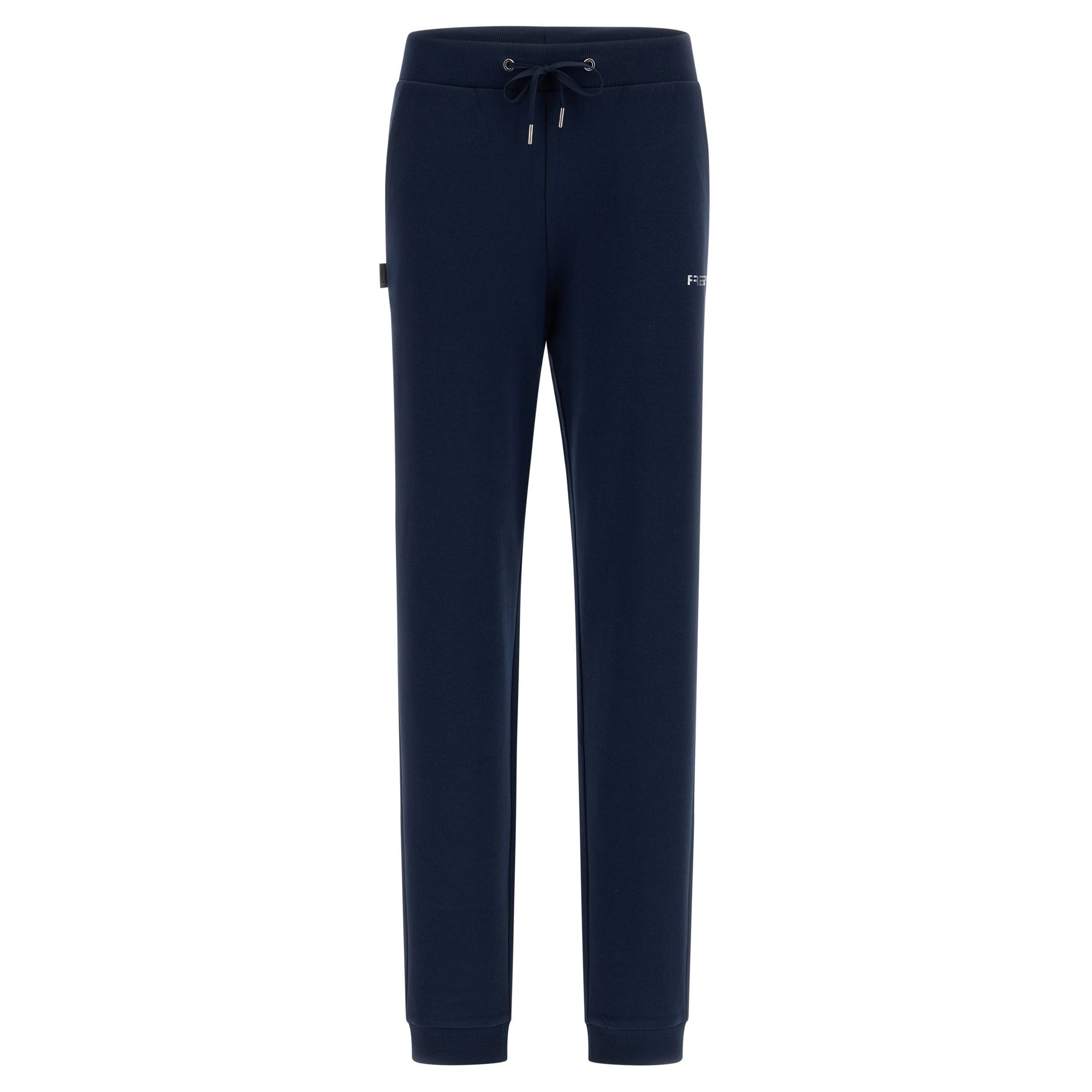 Freddy pantalone sportivo in interlock  con stampa in argento e fondo con polsino S3WBCP8 B94 blu navy