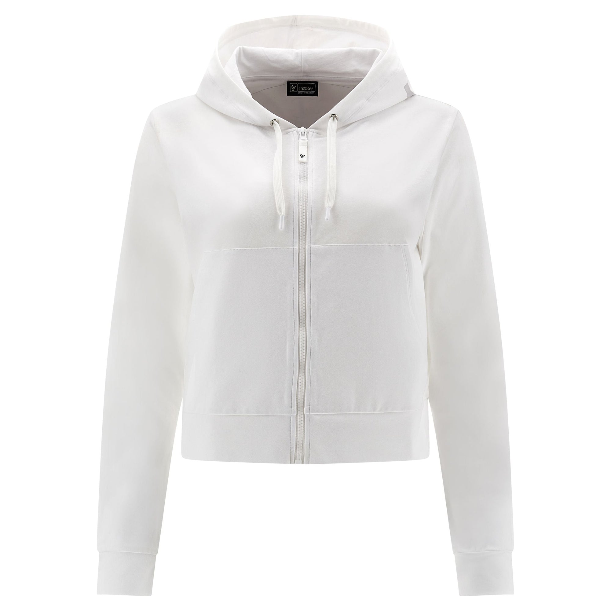 Freddy Felpa da donna cropped Full Zip con cappuccio S3WMVS1 W white