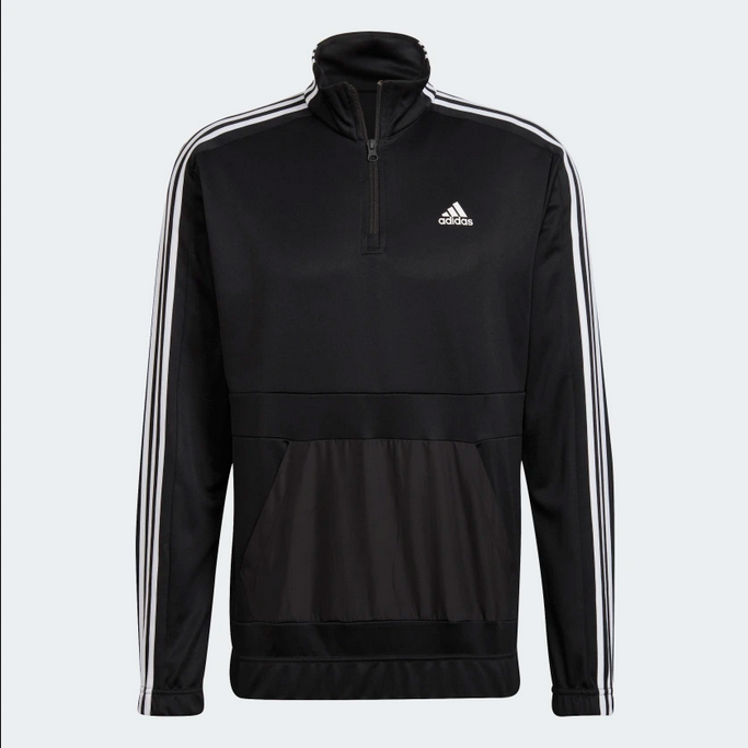 Adidas Men's Aeroready Tricot Quarter Zip Tracksuit HE2233 Black White