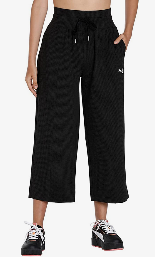 Puma Women's Her Straight Sporty Cigarette Trousers 673113-01 Black