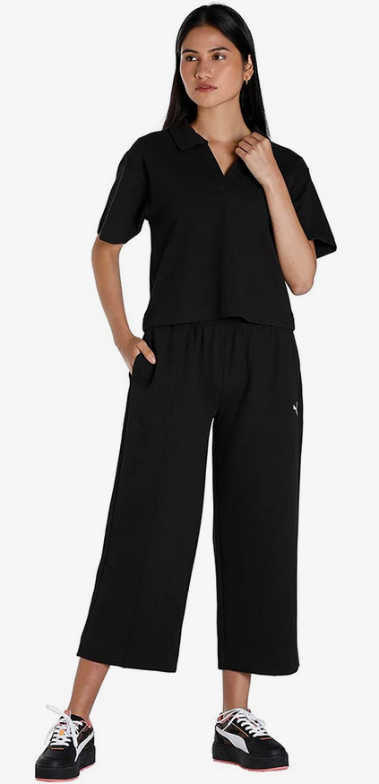 Puma Women's Her Straight Sporty Cigarette Trousers 673113-01 Black