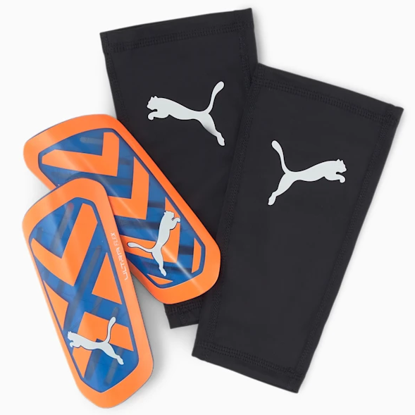 Puma Ultra Light Sleeve Football Shin Guards 030873-01 ultra orange-blue glimmer