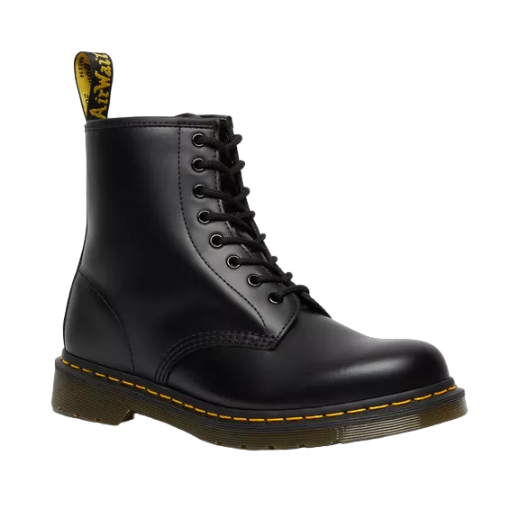Dr. Martens 1460 Smooth Anfibio Pelle Nero 10072004 - Stivale Iconico 8 Occhielli