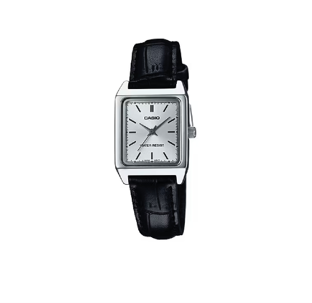Orologio Casio LTP-V007L-7E1 da Donna – Elegante con Cinturino in Pelle Nera e Quadrante Argento