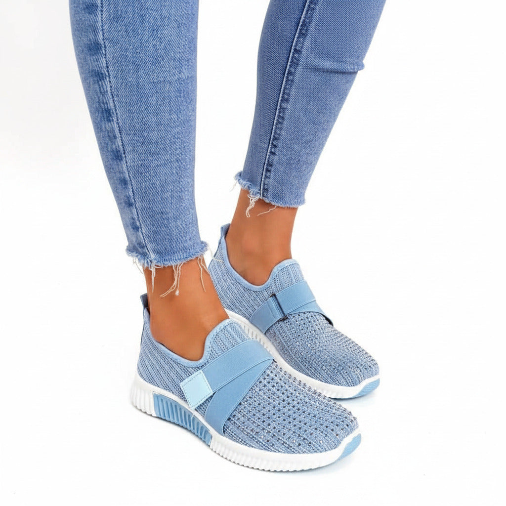 Sneakers Donna Slip-On con Strass – Scarpe Comode Glitter Antiscivolo