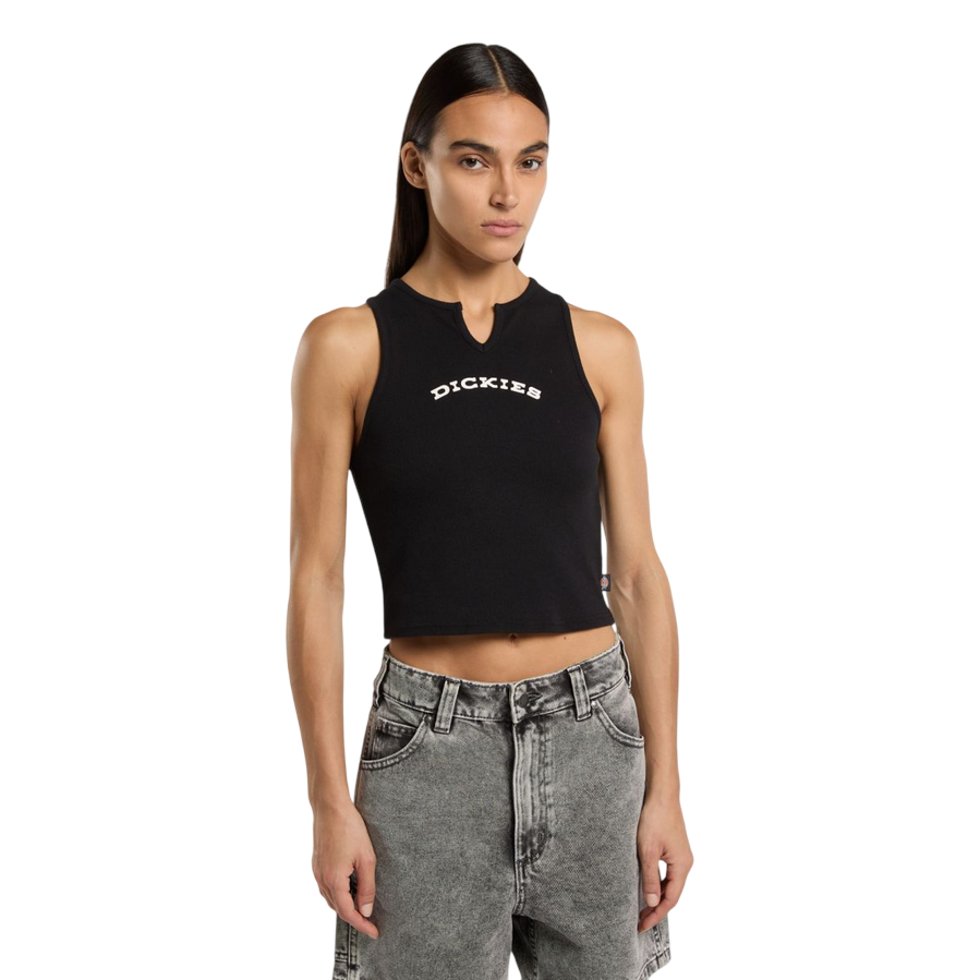 Dickies canotta con scollo a V da donna a coste DK0A8677BLK nero