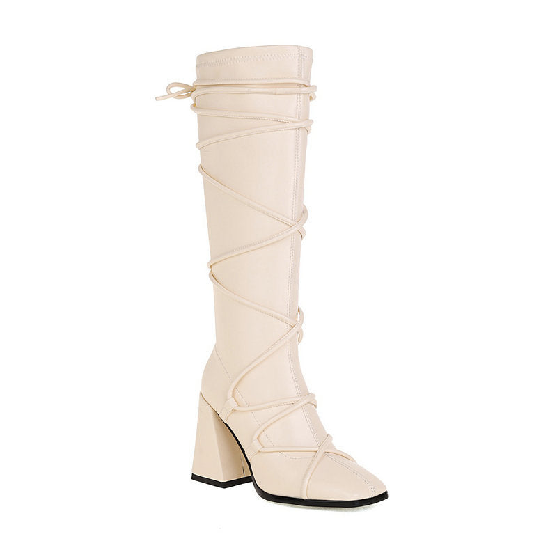 Stivali Martin Donna Alti con Lacci e Tacco Alto | Stivaletti Casual