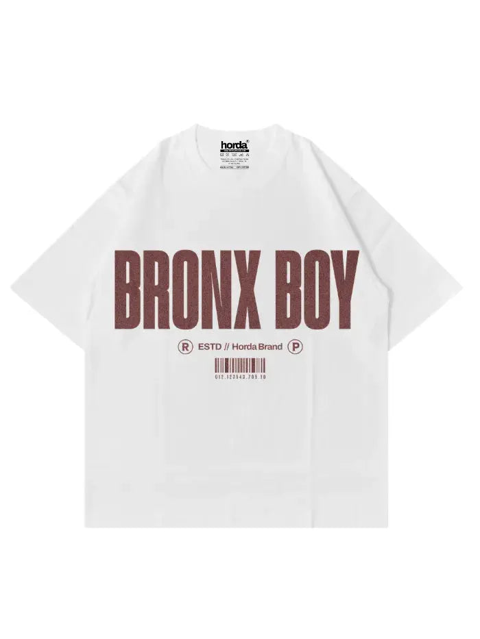 T-Shirt Bianca Bronx Boy 200gr Oversize Cotone Made in Italy