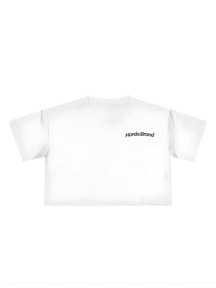 T-Shirt Donna Cropped Basic Bianca Cotone Italiano 100%