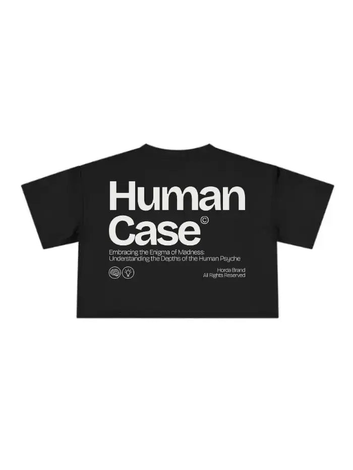 T-Shirt Donna Human Case Boxy Fit Cropped 100% Cotone Made in Italy