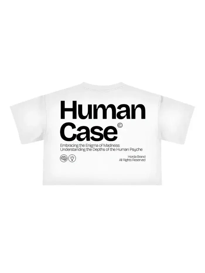 T-Shirt Donna Human Case Boxy Fit Cropped 100% Cotone Made in Italy
