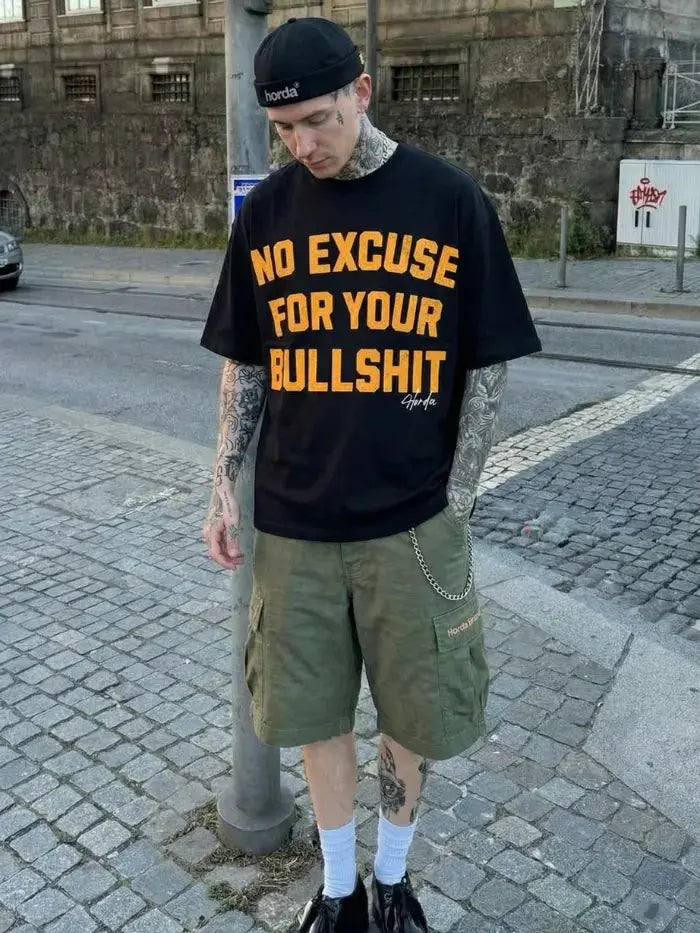 T-Shirt Nera 200gr Oversize Cotone Made in Italy No Excuse