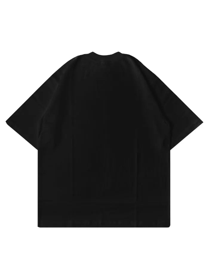 T-shirt Nera Signature Boxy Cotone Italiano Comfort e Stile