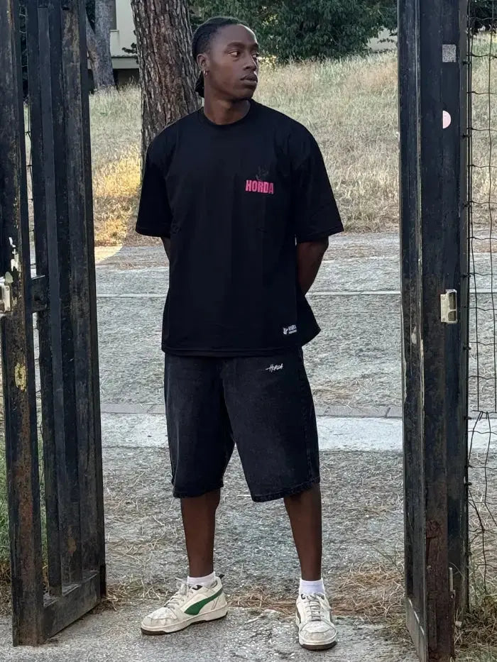 T-shirt Nera 100% Cotone Boxy Fit Horda X3