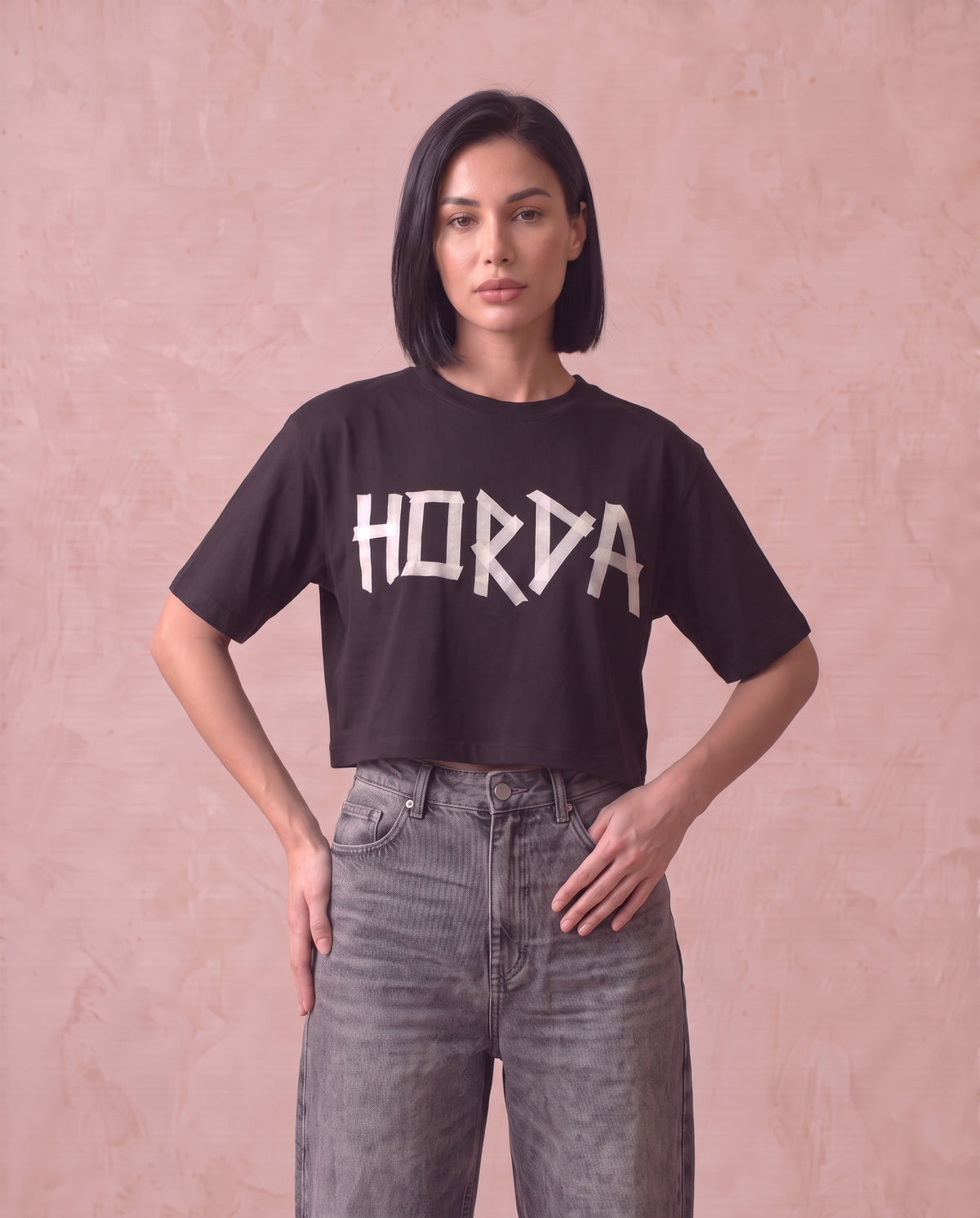 T-shirt Cropped Donna Scotch Nera