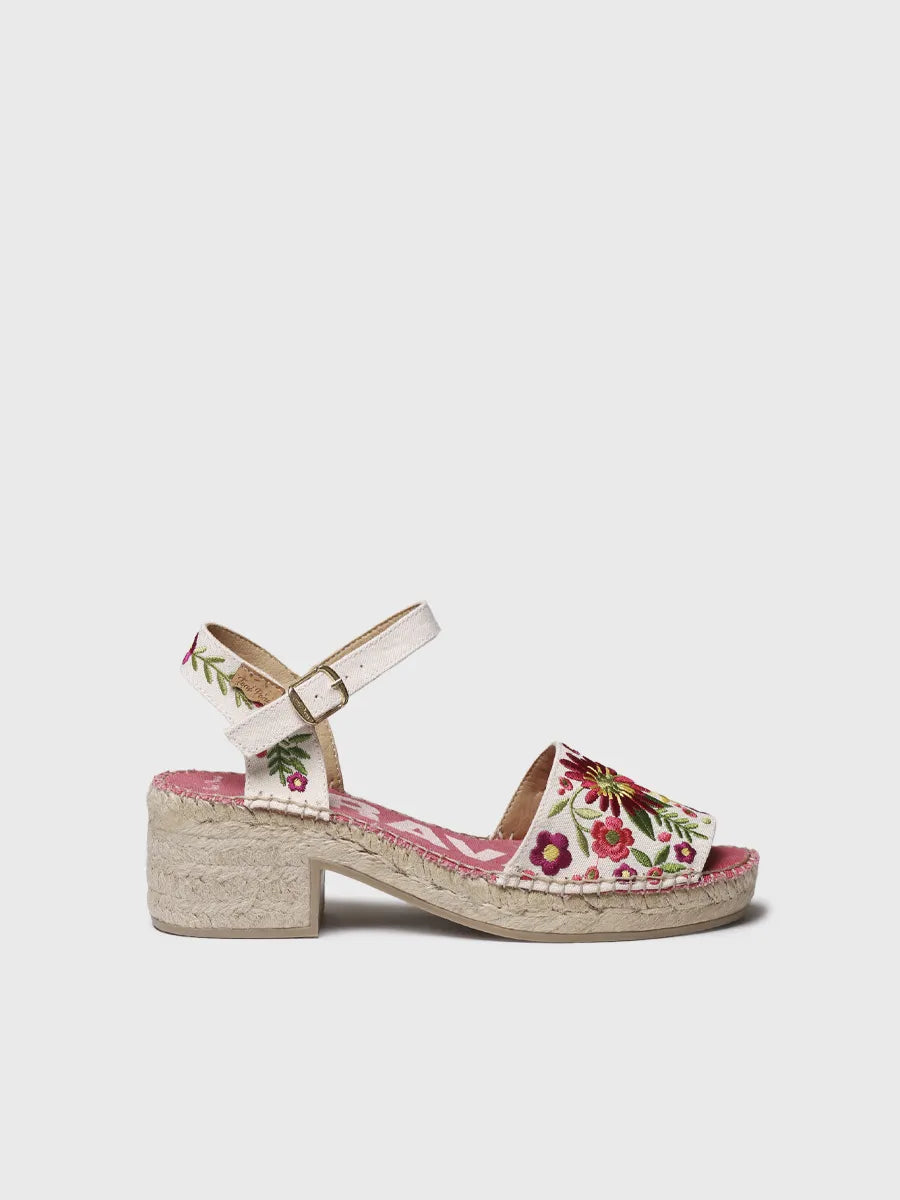 Toni Pons Espadrilla da donna con tacco basso e ricamo floreale Tamariu