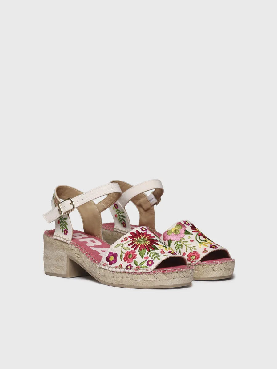 Toni Pons Espadrilla da donna con tacco basso e ricamo floreale Tamariu
