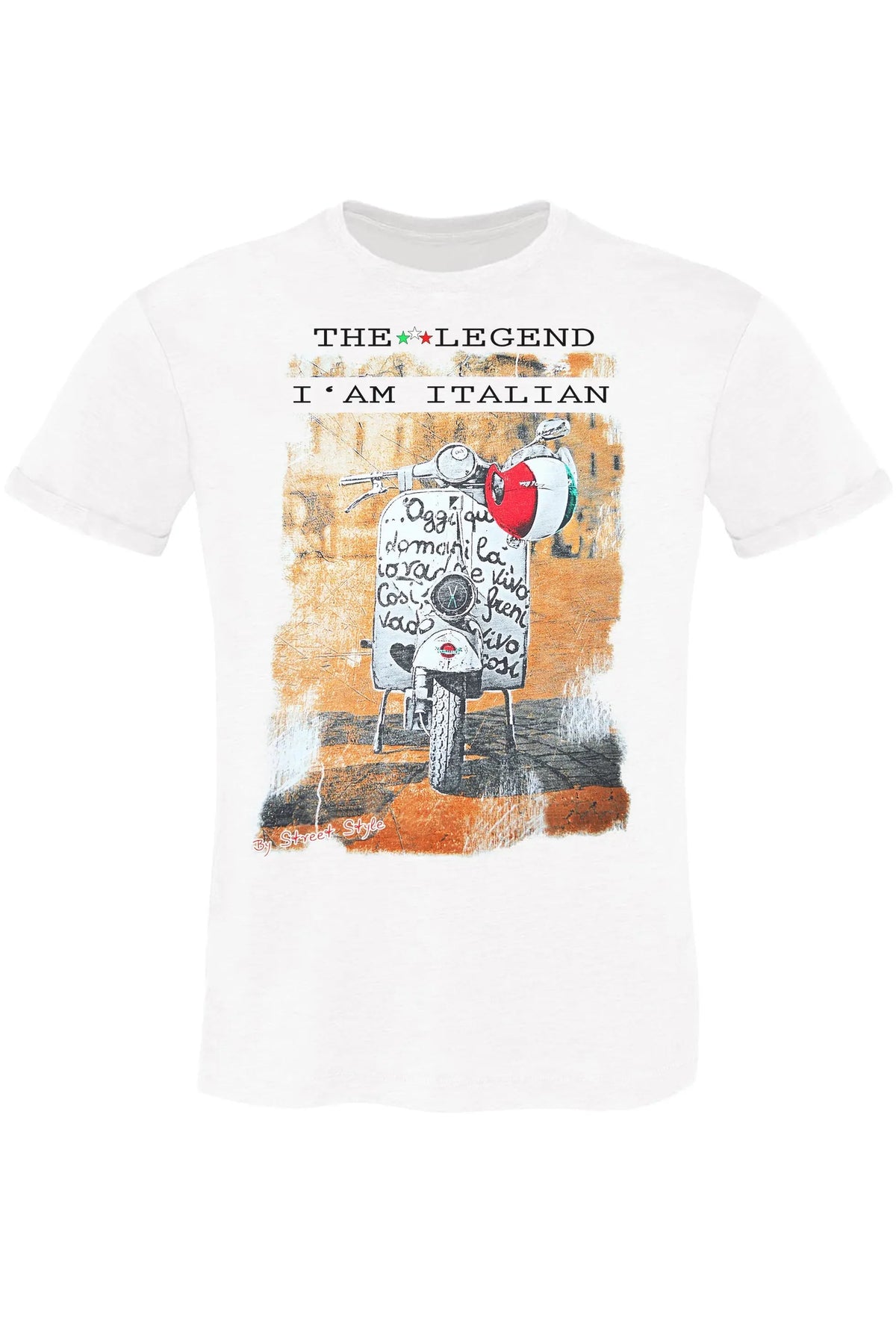 The Legend Vespa - T-Shirt Uomo 100% Cotone Fiammato