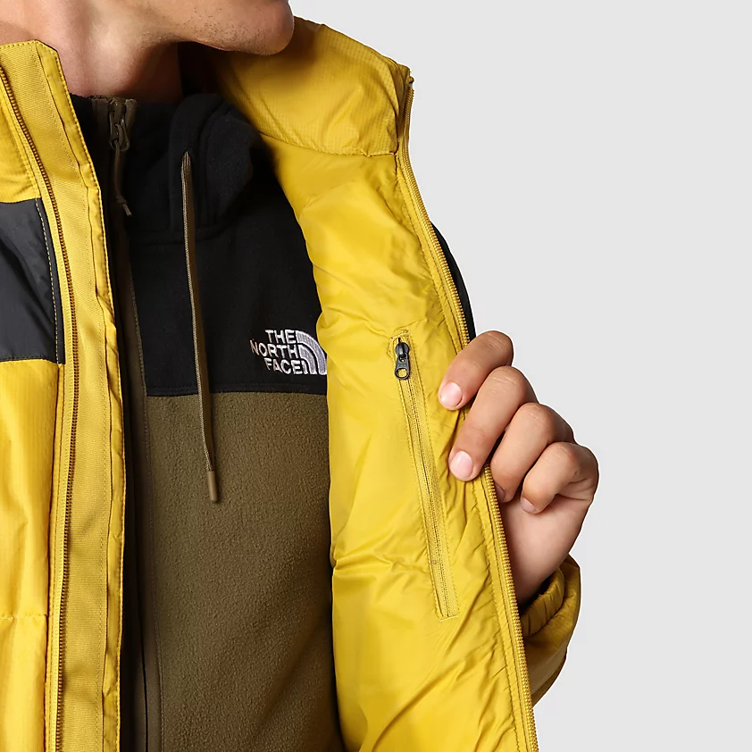The North Face Diablo Down Jacket NF0A4M9J81U Mineral Gold – Men's down jacket, warm, outdoor, windproof, black-gold