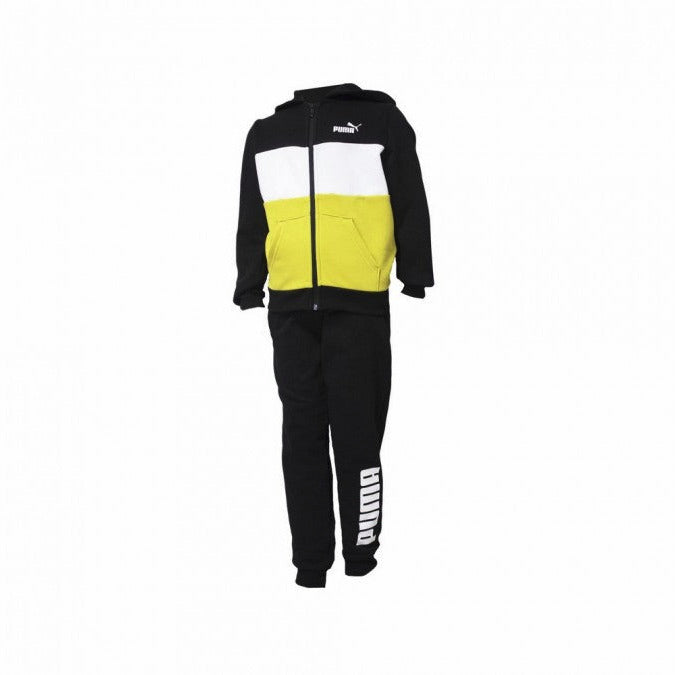 Puma Boy's Colorblock Tracksuit 847604 01 black lemon yellow