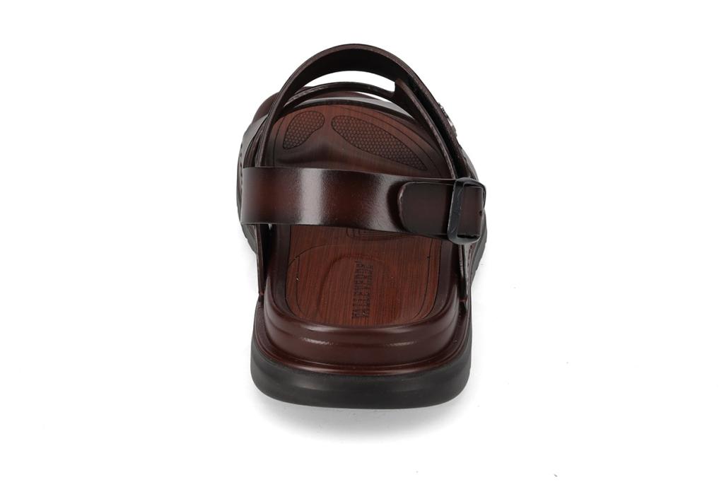 Valleverde Sandalo Uomo Velcro Sottopiede Pelle Marrone - 54821