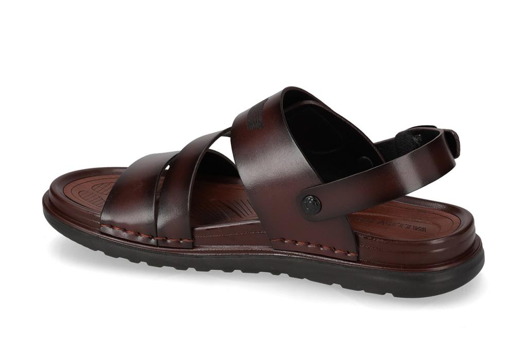 Valleverde Sandalo Uomo Velcro Sottopiede Pelle Marrone - 54821
