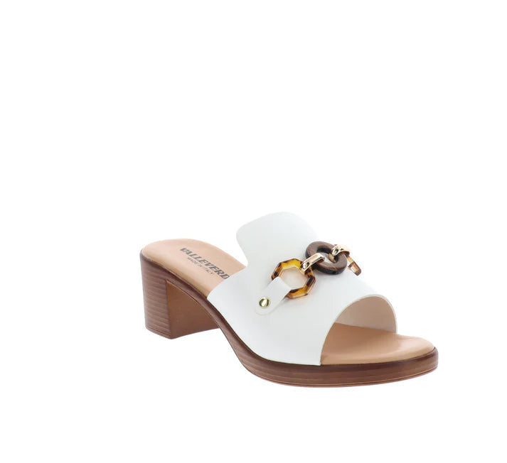 Valleverde Sandalo in Pelle con Tacco Donna Bianco - 55453