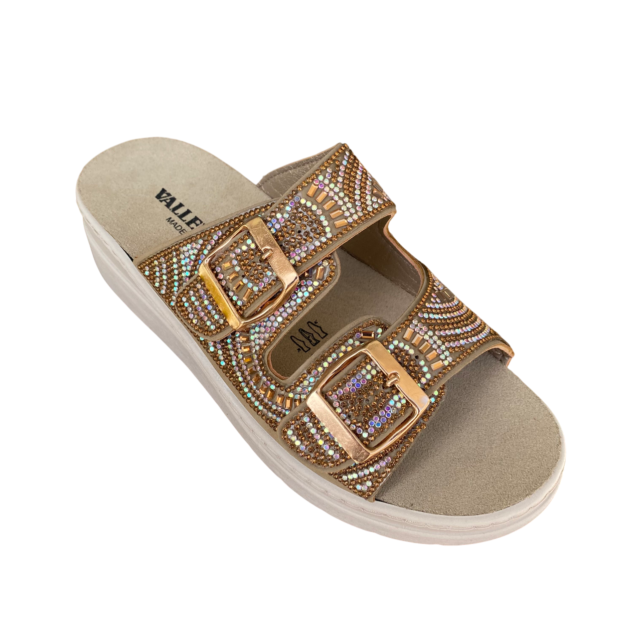 Valleverde Sandalo Ciabatta Donna Bronzo con Strass - 55603
