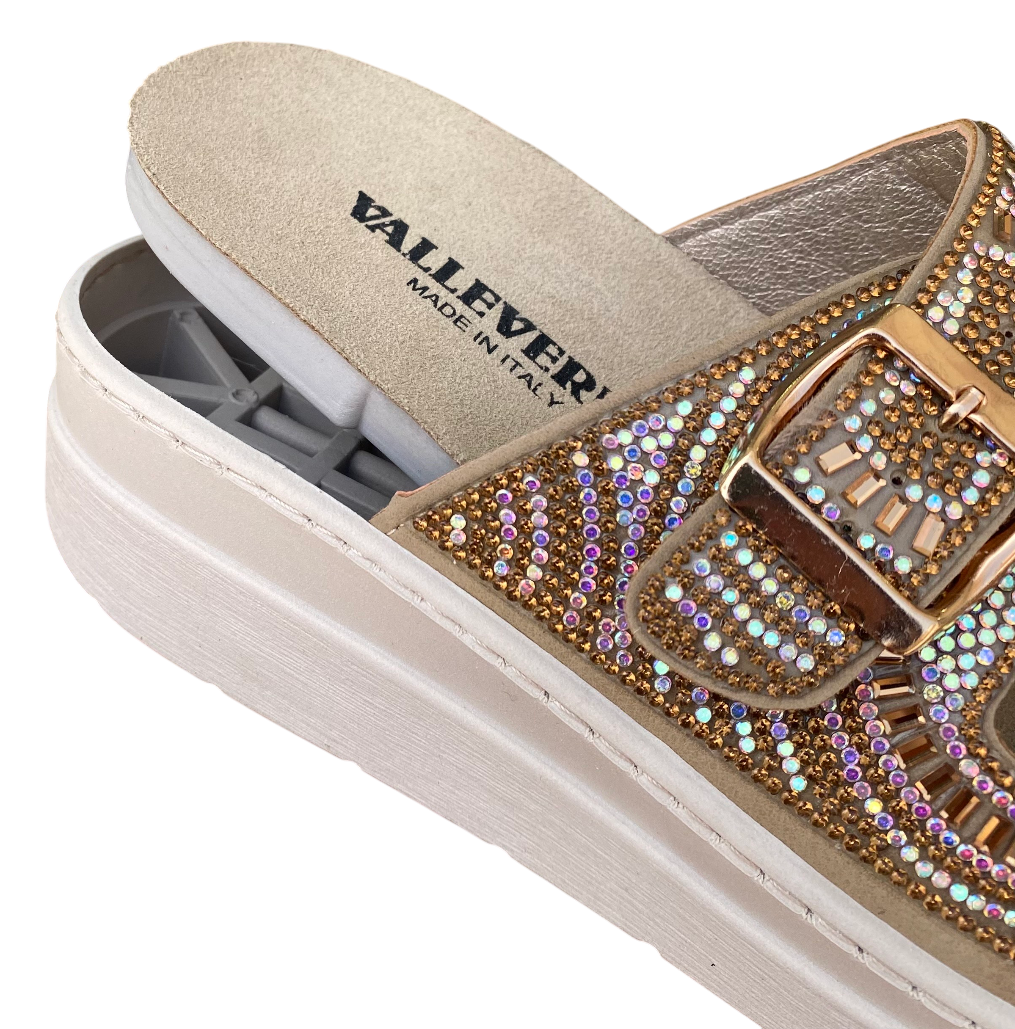 Valleverde Sandalo Ciabatta Donna Bronzo con Strass - 55603