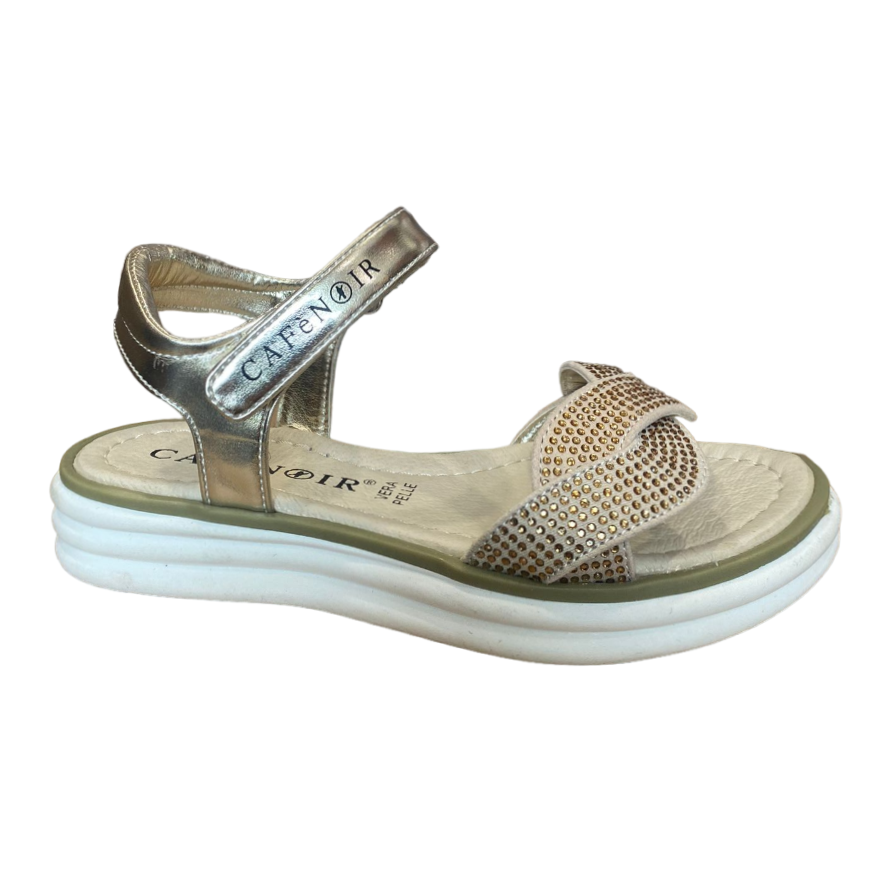 CafèNoir Girls' Braided Strap Sandals C-2110 Gold