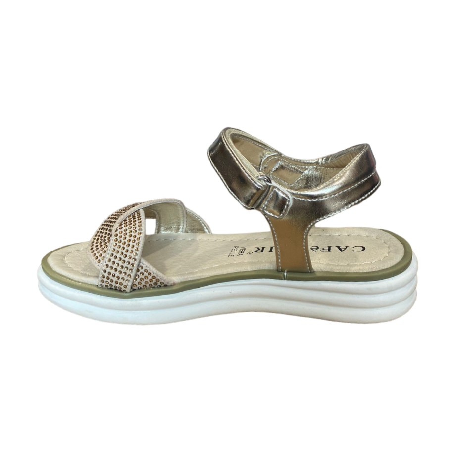 CafèNoir Girls' Braided Strap Sandals C-2110 Gold