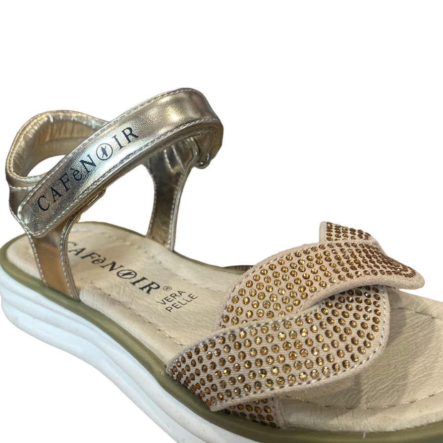 CafèNoir Girls' Braided Strap Sandals C-2110 Gold