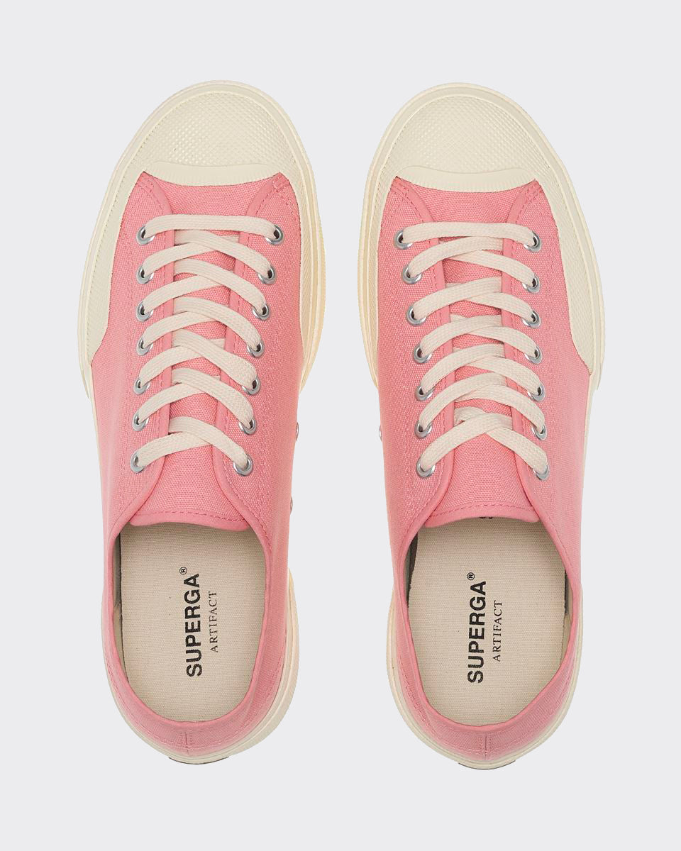 Sneakers 2432 Works Low Cut Cotton Canvas Pink/Off White