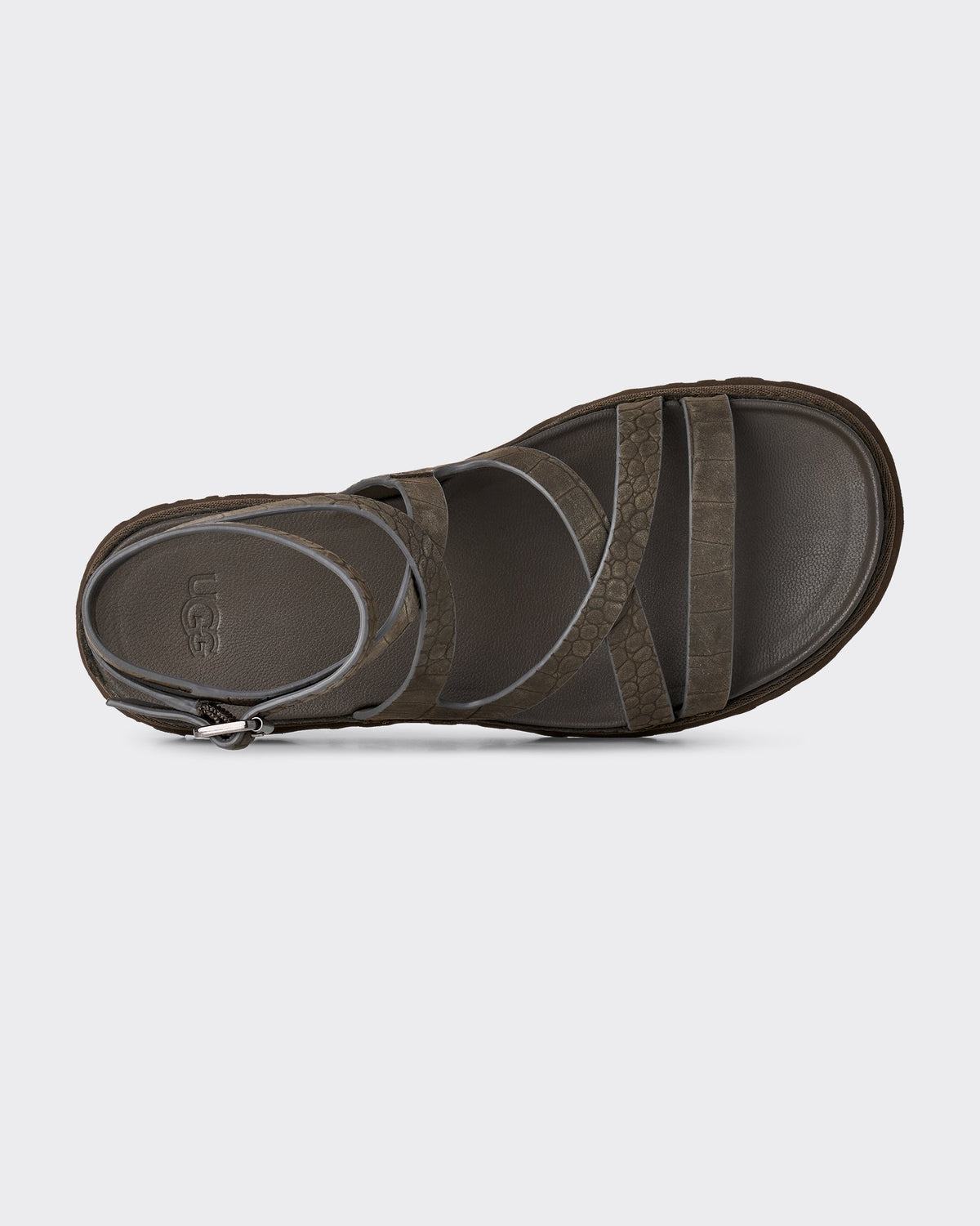 Sandal W Goldengaze Embossed Ankle Wrap Dense Smoke