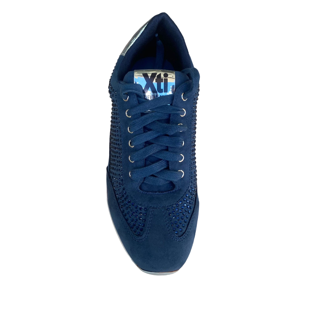 Xti women's casual shoe Zapato 48934 with blue suede and rhinestone upper