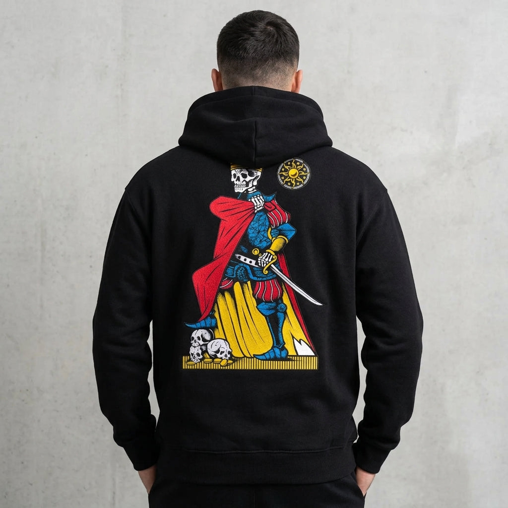 Dolly Noire Felpa con cappuccio da uomo Re di Denari - Napoletane Hoodie SW1365-GQ-01 nero