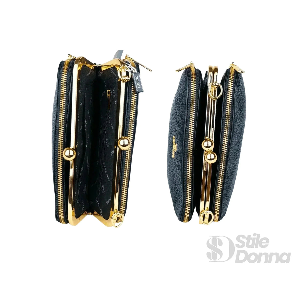 YY Coveri Pochette a Tracolla in Ecopelle con Logo Dorato