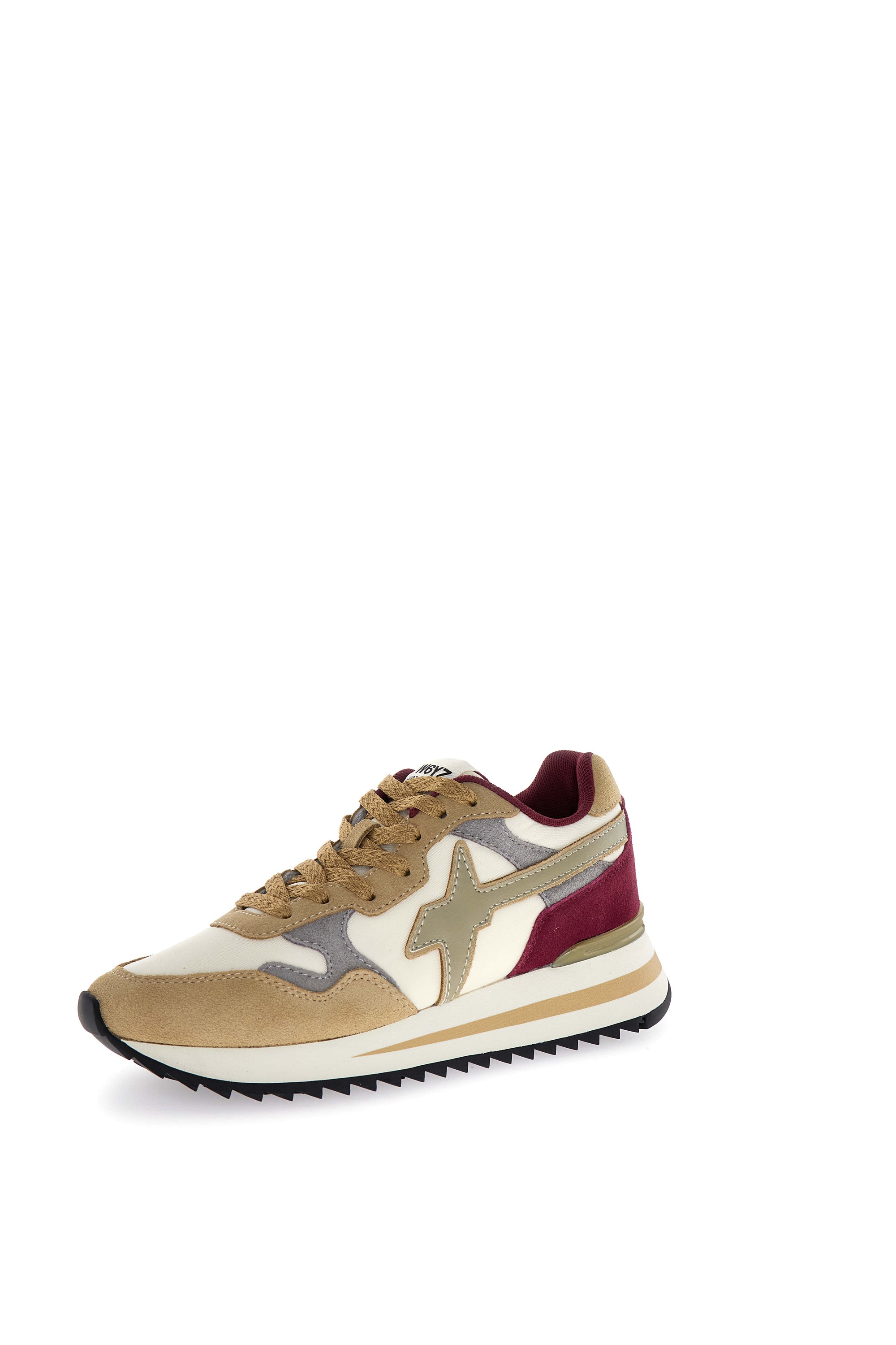 YAK-W. SUEDE/NYLON/METALLIC STRIPE SOLE Sabbia-Bianco-Bordeaux