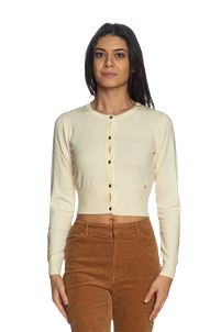 Yes Zee Cardigan Donna Girocollo Manica Corta Bottoni 1039-M001-0222 Oro