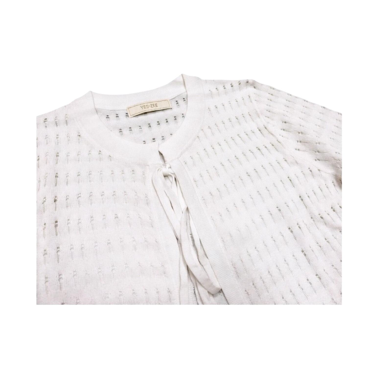 Yes Zee Maglia Corta Donna Allaccio Coulisse M446/BR00 Gesso