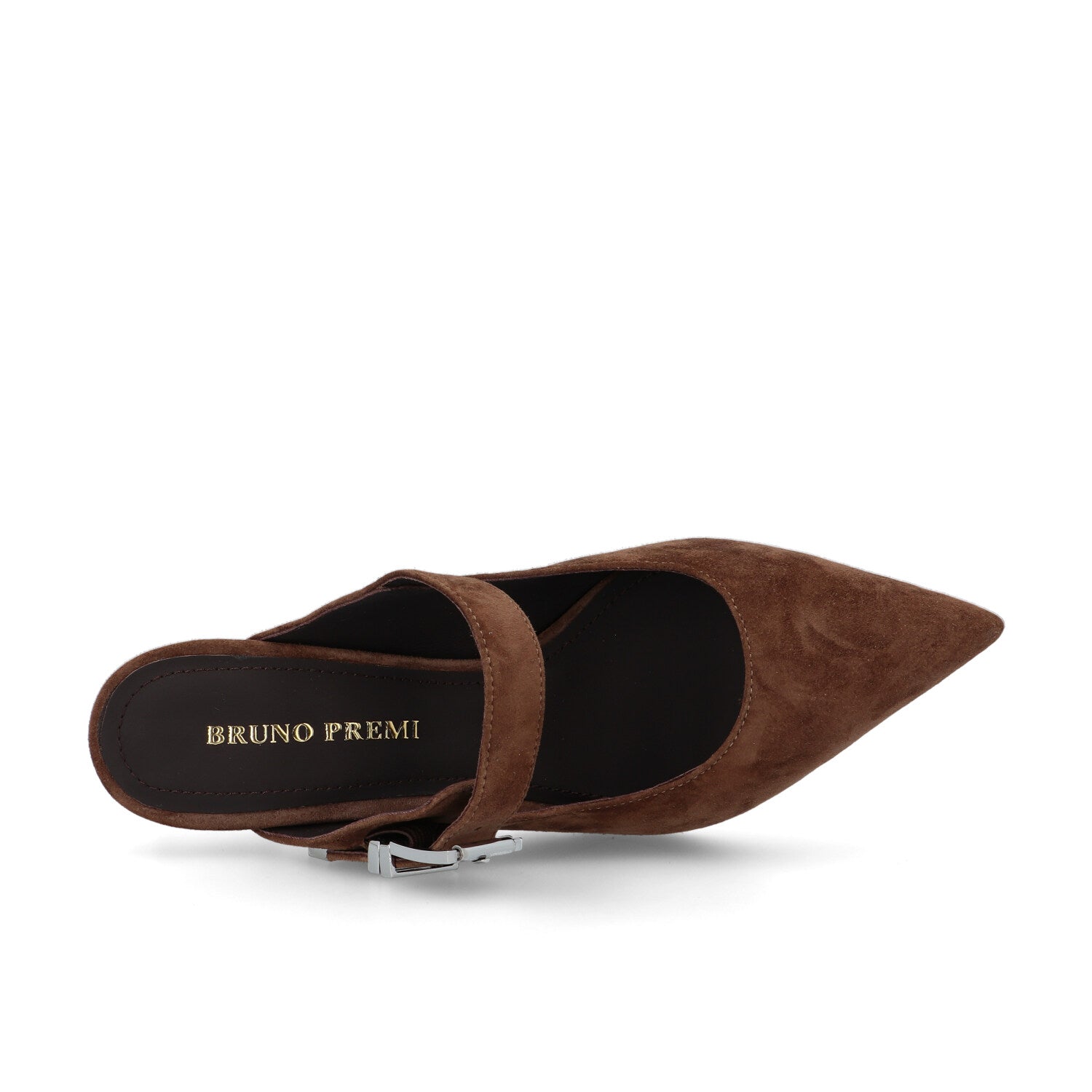 Bruno Premi Sabot Scalzato Tacco Stiletto in Camoscio Tabacco
