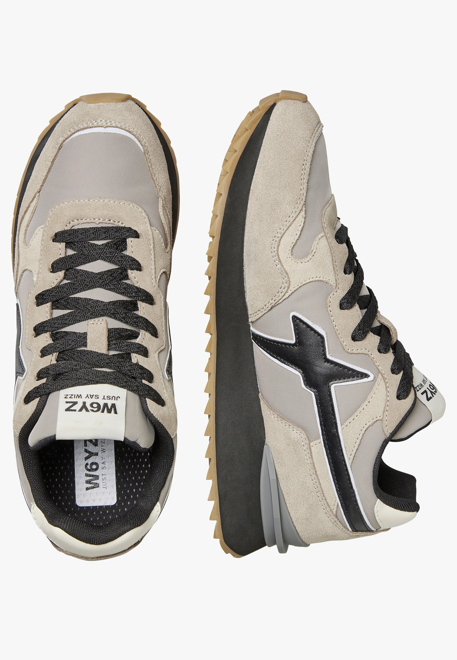 W6YZ YAK-M. - Sneakers in suede e tessuto tecnico - Tortora-Beige
