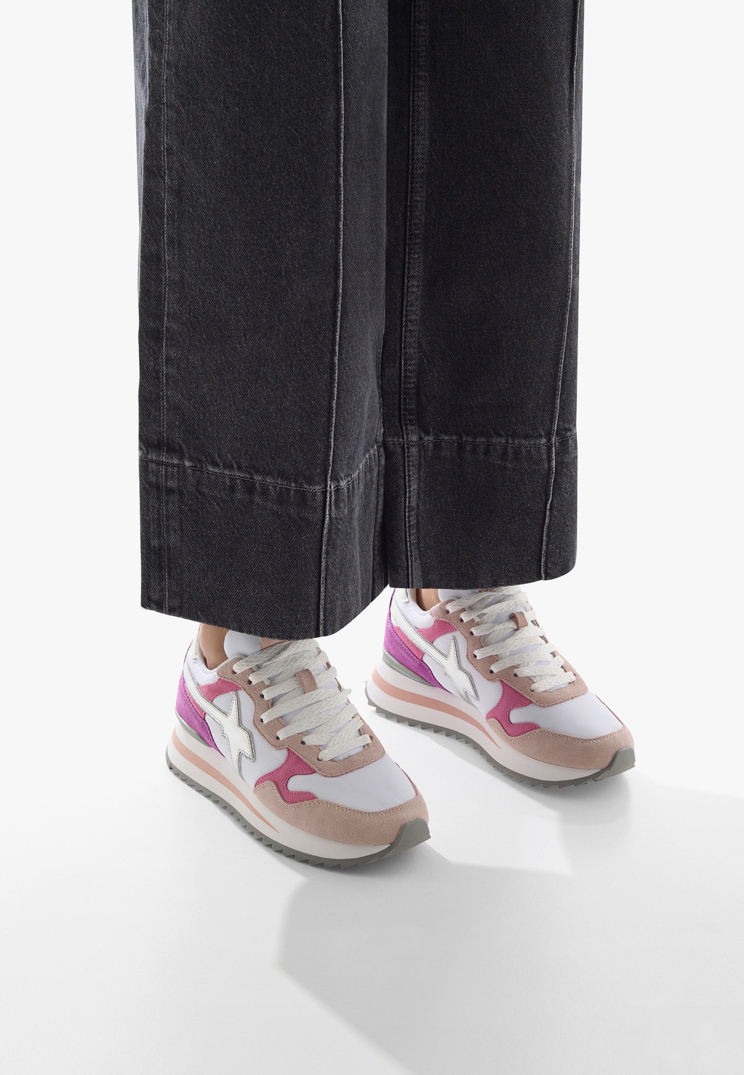 W6yz YAK-W. - Sneakers in tessuto tecnico e suede - Fucsia