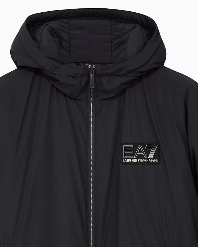 EA7 Armani Giubbino Premium Label over con cappuccio e logo 7M002102 AF25750 UC001 nero