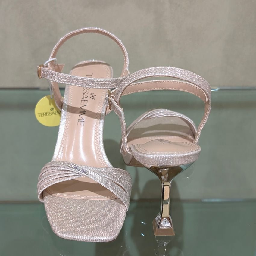 Sandali  platino con strass teresa emme A0100